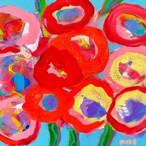Original Painting Abstract Collectible Floral Bouquet 8" x 10" Canvas